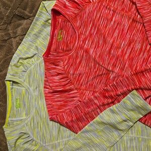 2 Koppen Athletic Top Running Shirt Red/Pink Green/Yellow/Gray S/Small